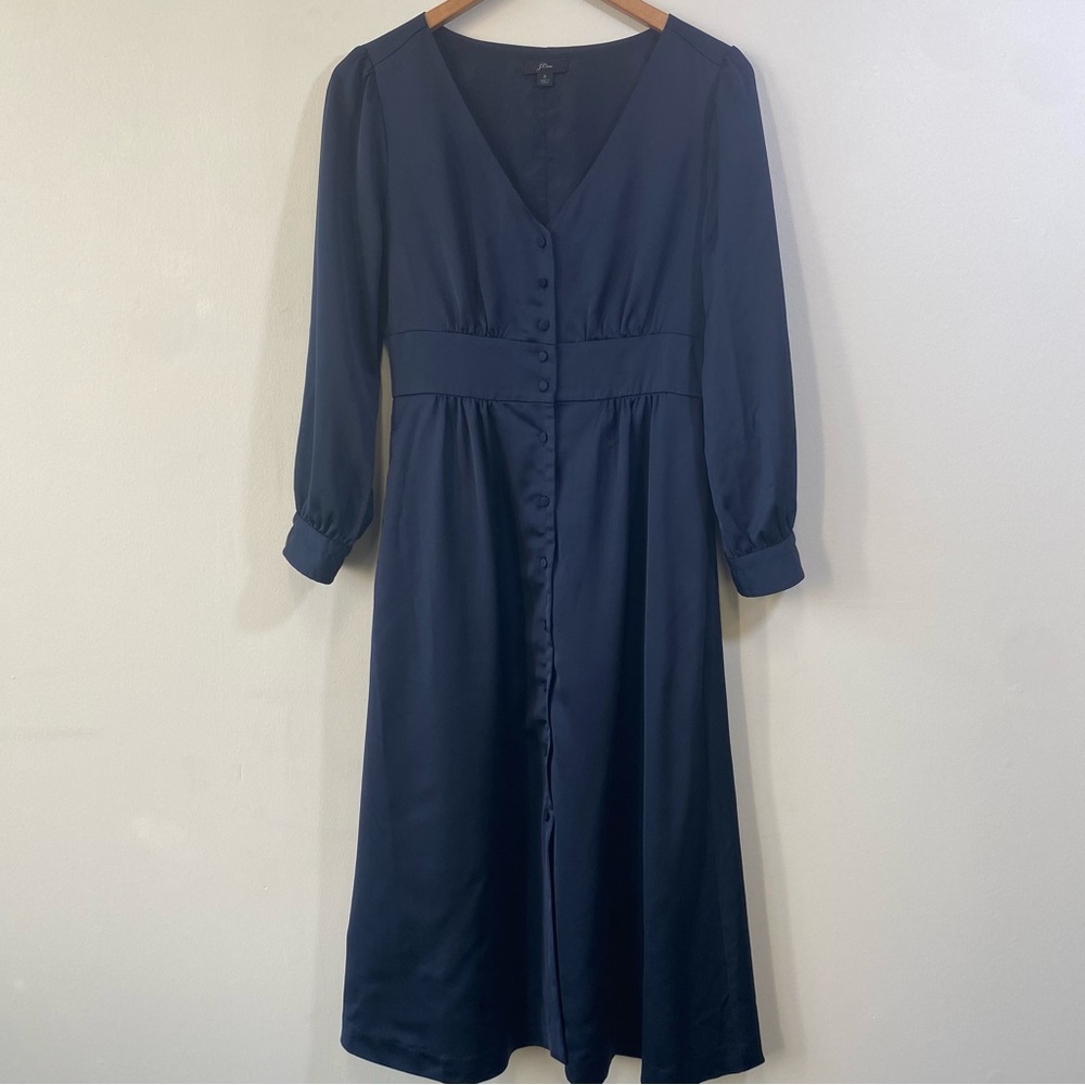 J. Crew Dark Navy Blue Long Sleeve Button Up Dress